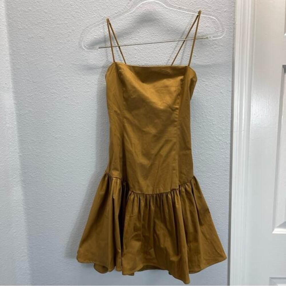 Anthropologie‎ Maeve Drop Wrap Mini Dress Brown Backless - Picture 2 of 10